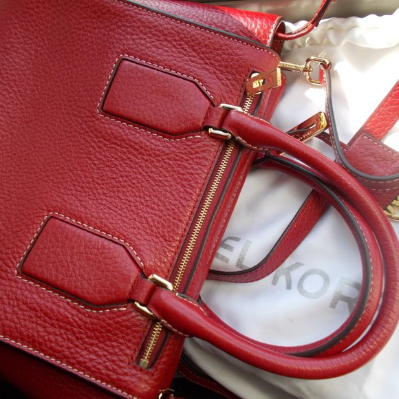 Michael Kors Red Leather Shoulder Handbag - Picture 7 of 9